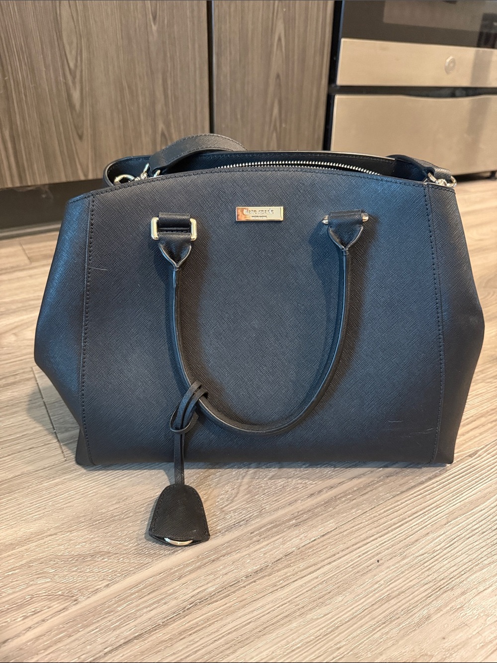kate spade Black Saffiano Satchel with Gold Hardware